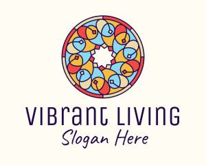 Festive Round Stained Glass logo design