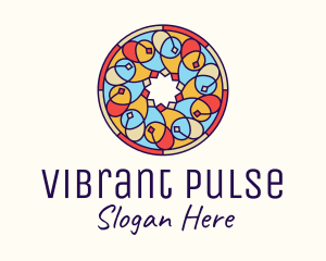 Festive Round Stained Glass logo design