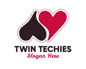 Twin Hearts Valentine  logo design