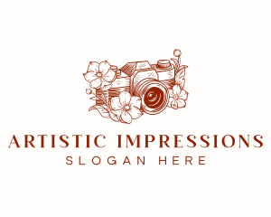 Floral Camera Photography logo design