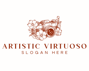 Floral Camera Photography logo design