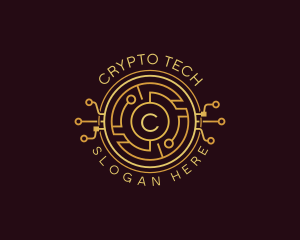 Tech Cryptocurrency Circuitry logo design