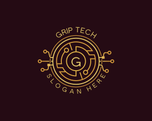 Tech Cryptocurrency Circuitry logo design