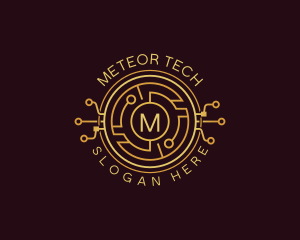 Tech Cryptocurrency Circuitry logo design