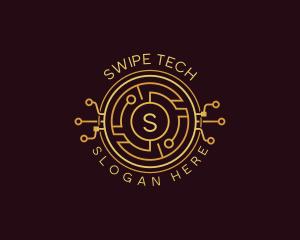 Tech Cryptocurrency Circuitry logo design