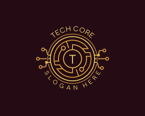 Tech Cryptocurrency Circuitry logo design