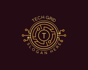 Tech Cryptocurrency Circuitry logo design