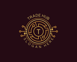 Tech Cryptocurrency Circuitry logo design