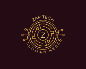 Tech Cryptocurrency Circuitry logo design