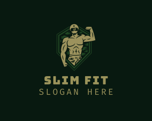 Military Soldier Muscle logo design