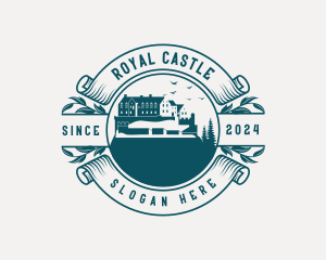 Vintage Castle Structure Landmark logo design