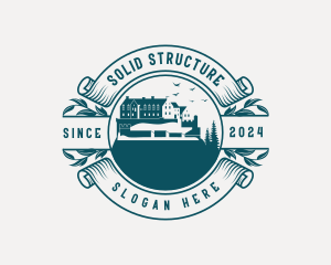 Vintage Castle Structure Landmark logo design