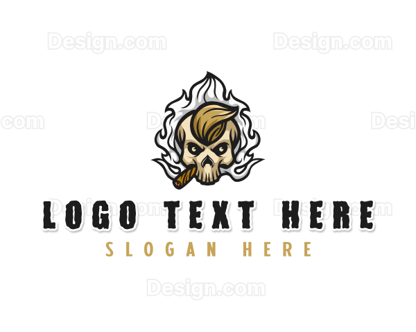 Smoking Cigar Skull Logo