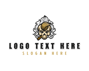 Smoking Cigar Skull logo