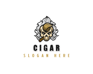 Smoking Cigar Skull logo design