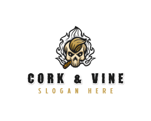 Smoking Cigar Skull logo design