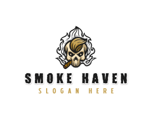 Smoking Cigar Skull logo