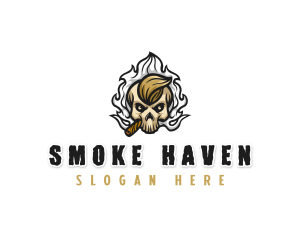 Smoking Cigar Skull logo design