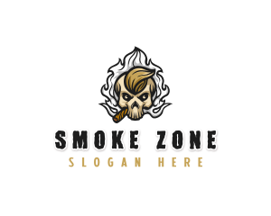 Smoking Cigar Skull logo design