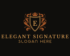 Elegant Ornament Shield logo design