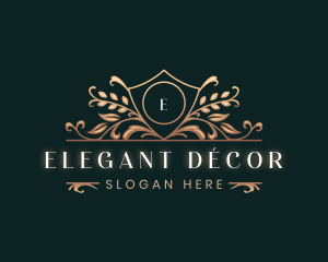 Elegant Shield Floral Leaf logo design