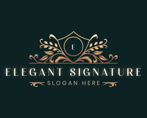 Elegant Shield Floral Leaf logo design