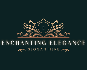 Elegant Shield Floral Leaf logo design