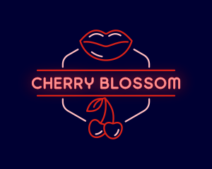 Cherry Lips Erotic Neon logo design