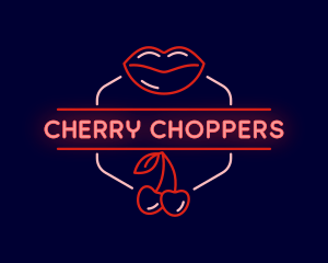 Cherry Lips Erotic Neon logo design