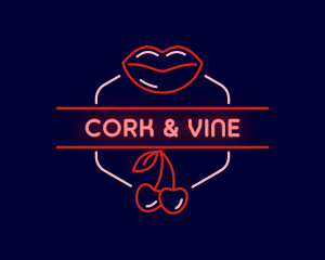 Cherry Lips Erotic Neon logo design