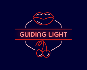 Cherry Lips Erotic Neon logo design