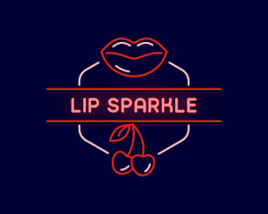 Cherry Lips Erotic Neon logo design