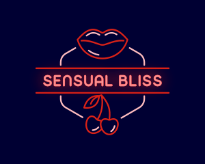 Cherry Lips Erotic Neon logo design