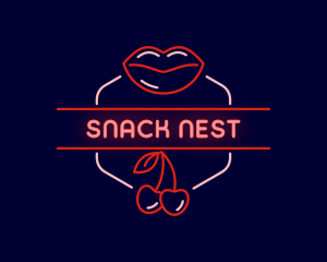 Cherry Lips Erotic Neon logo design