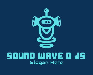 Blue Megaphone Robot logo design