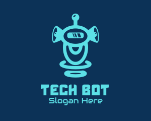 Blue Megaphone Robot logo design