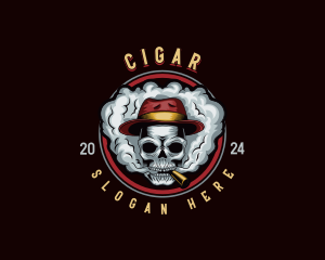 Smoking Skull Cigarette logo design