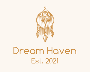 Gold Feather Dreamcatcher logo design