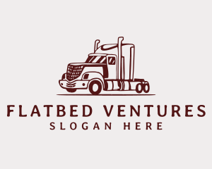 Red Flatbed Trucking logo design