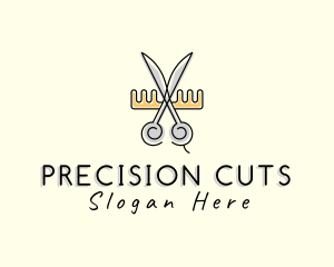 Scissors Comb Barber logo design