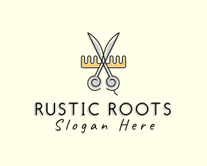 Scissors Comb Barber logo design