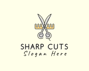 Scissors Comb Barber logo design