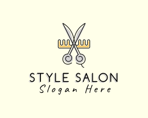 Scissors Comb Barber logo design