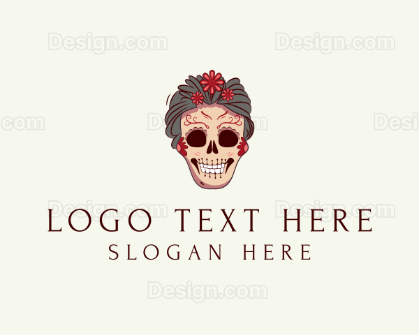 Skull Flower Lady Logo