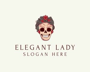 Skull Flower Lady logo design