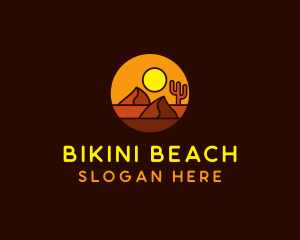 Desert Sand Dune Mountain Sun logo design