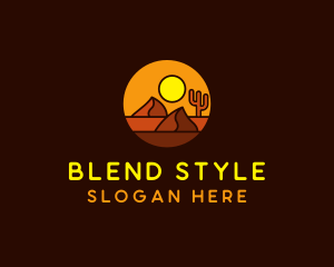 Desert Sand Dune Mountain Sun logo design