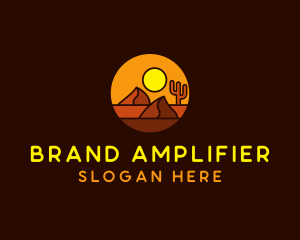 Desert Sand Dune Mountain Sun logo design