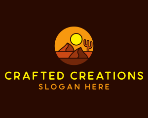 Desert Sand Dune Mountain Sun logo design