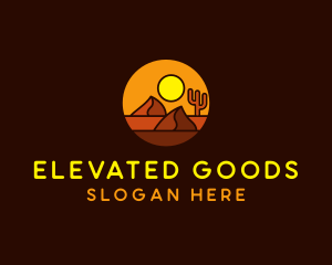 Desert Sand Dune Mountain Sun logo design